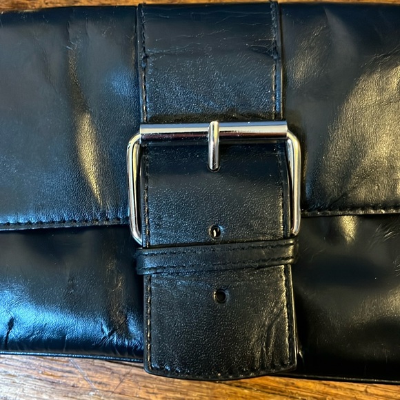 Gianni Bernini convertible wristlet shoulder bag black smooth leather - Picture 4 of 13